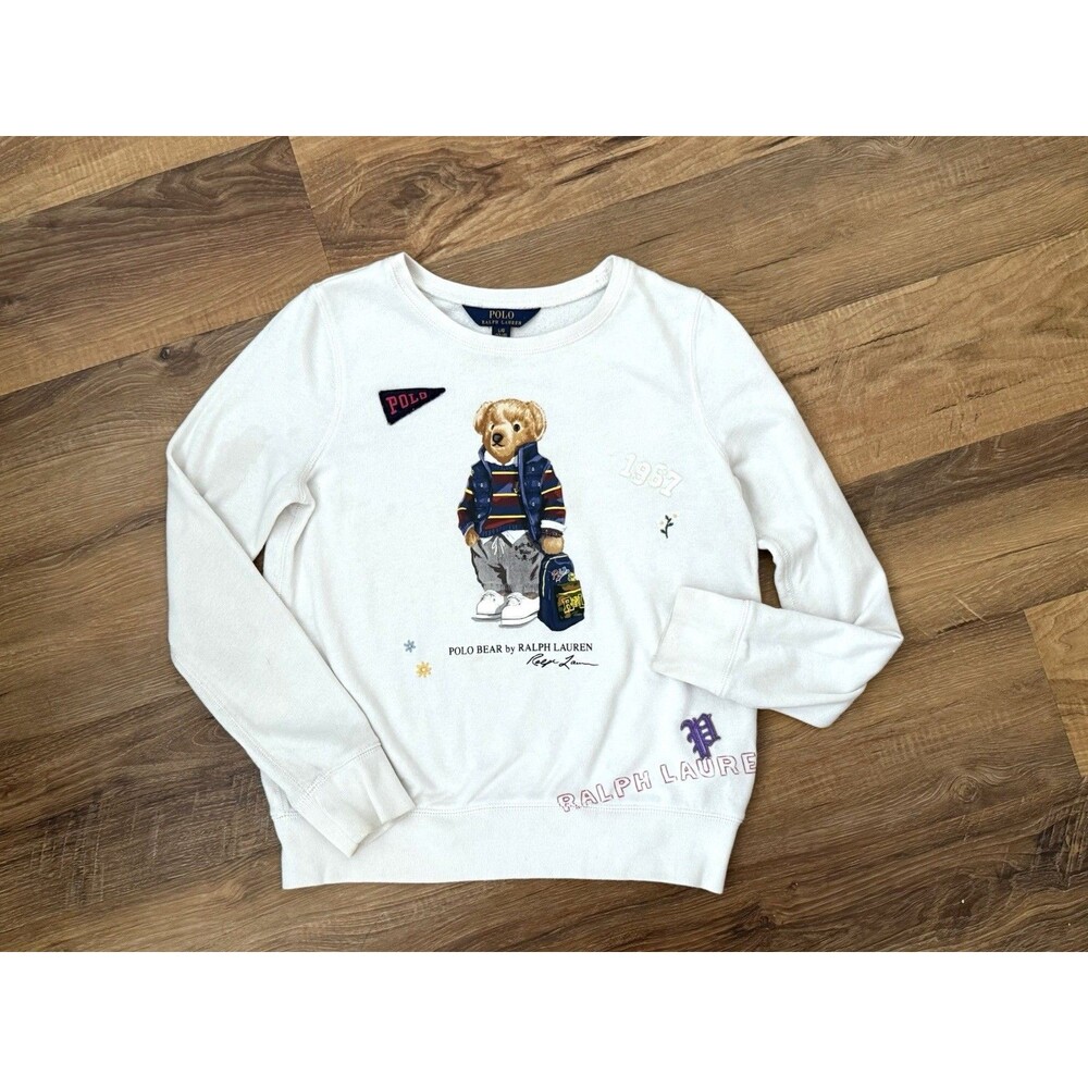 Polo Ralph Lauren Youth Size L 12-14 Polo Bear Sweater Crew Neck Pullover‎